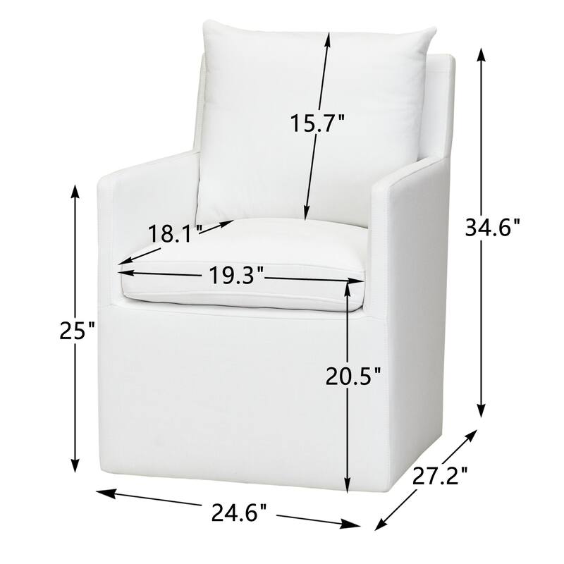 KINWELL Performance Fabric Upholstered Rolling Dining Armchair (Set of 2)