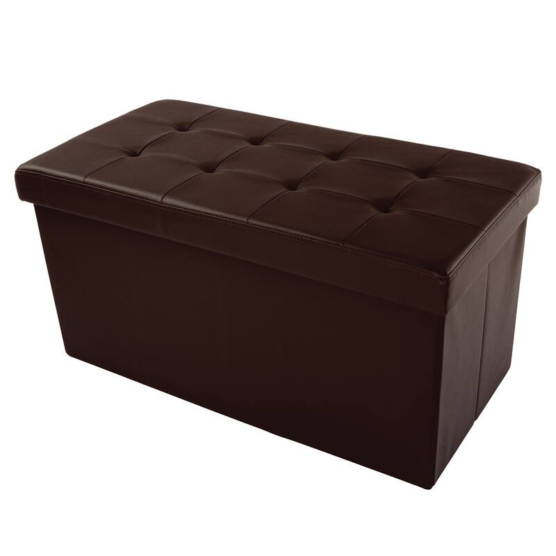 Lavish Home 30-Inch Foldable Storage Tufted Ottoman with Removable Lid