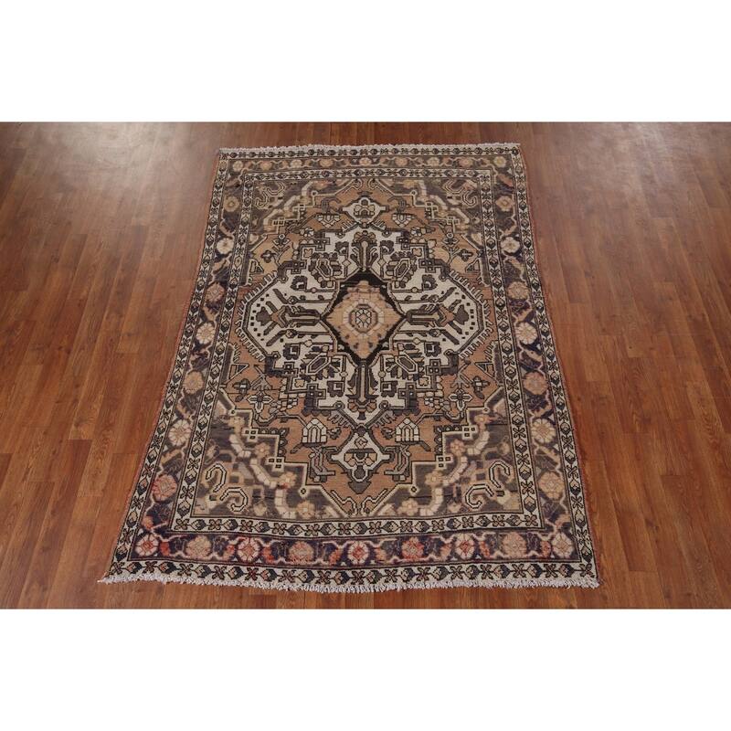 Geometric Bakhtiari Persian Vintage Rug Handmade Wool Carpet - 4'7" x 6'6"