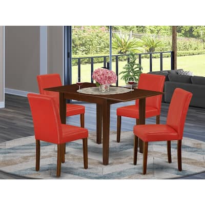 5-Piece Mahogany Finish Solid Wood Top - Dining Room Set (Seats-4)
