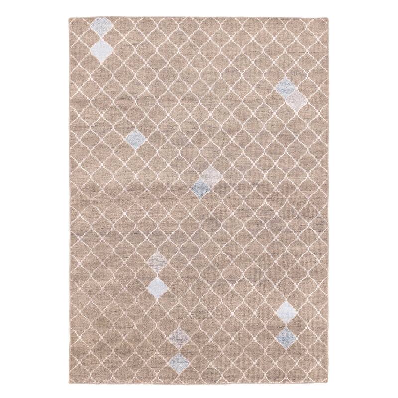 ECARPETGALLERY Hand-knotted Tangier Grey Viscose, Wool Rug - 5'3 x 7'6