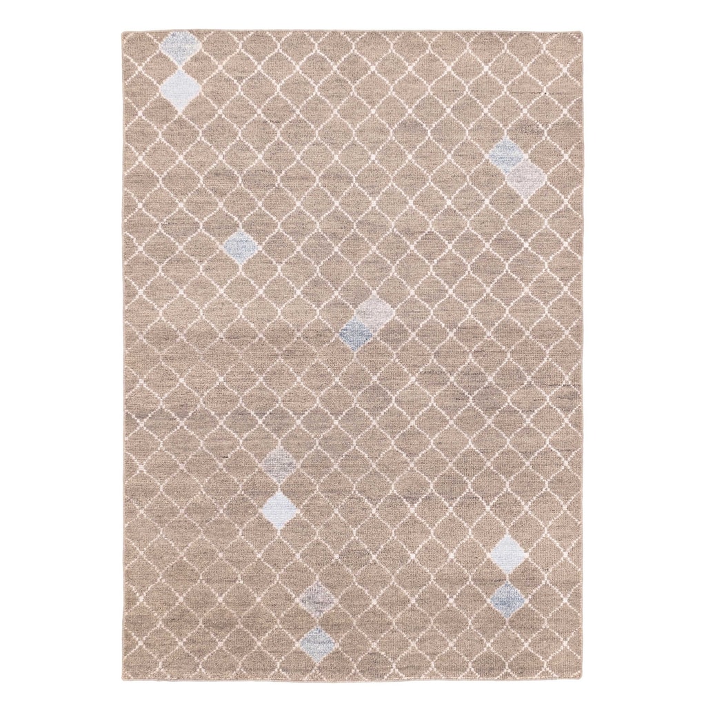 ECARPETGALLERY Hand-knotted Tangier Grey Viscose, Wool Rug - 5'3 x 7'6