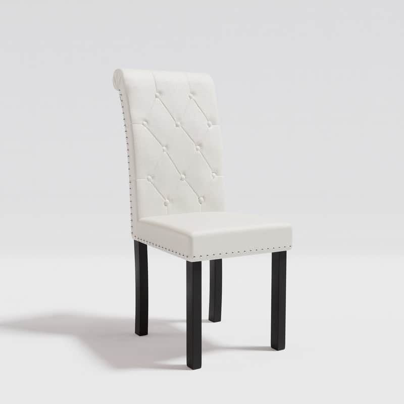 High-Back Tufted Nailhead Upholstered Dining Chairs (Set of 4)