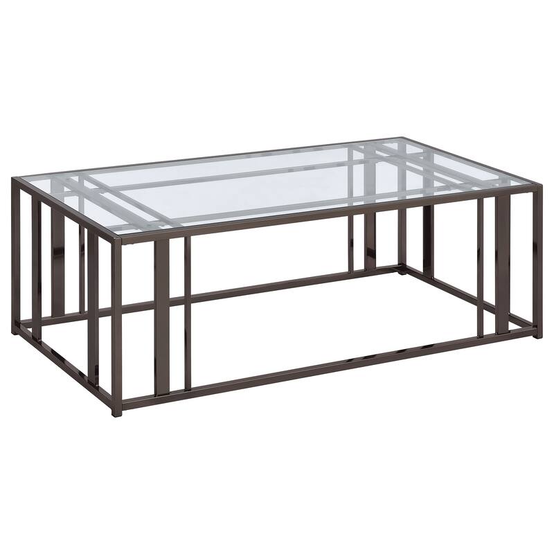 Adri Rectangular Glass Top Metal Frame Coffee Table - Rectangular Coffee Table - Black Nickel