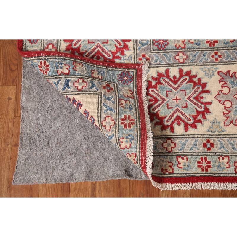 Red Geometric Kazak Area Rug Handmade Oriental Wool Carpet - 9'0"x 12'5"