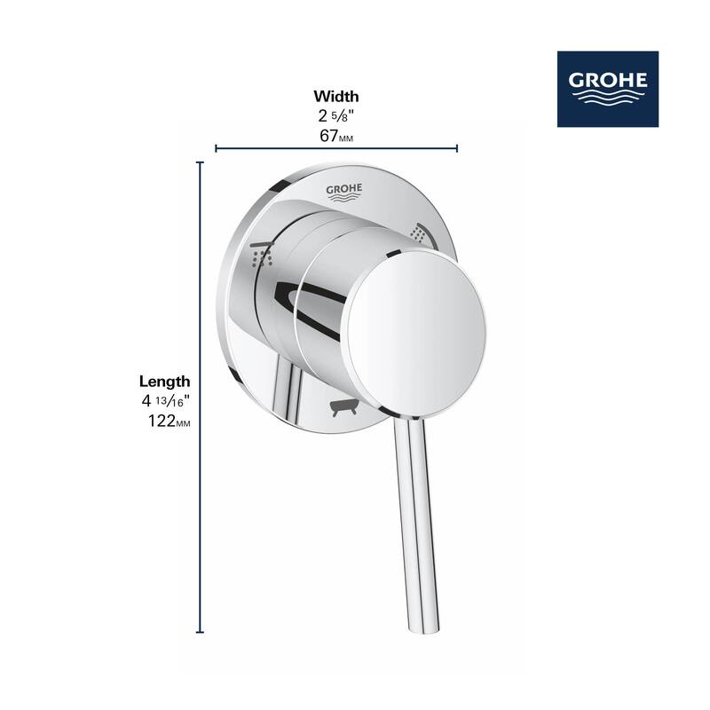 Grohe Concetto Single Lever 3-Way Diverter Valve Trim Only (Valve Sold