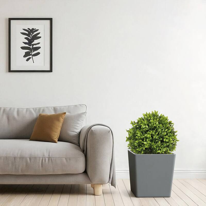 22in Artificial Boxwood Topiary Ball Trees in Pots for Indoor Outdoor Home Garden Decor 2pcs/set