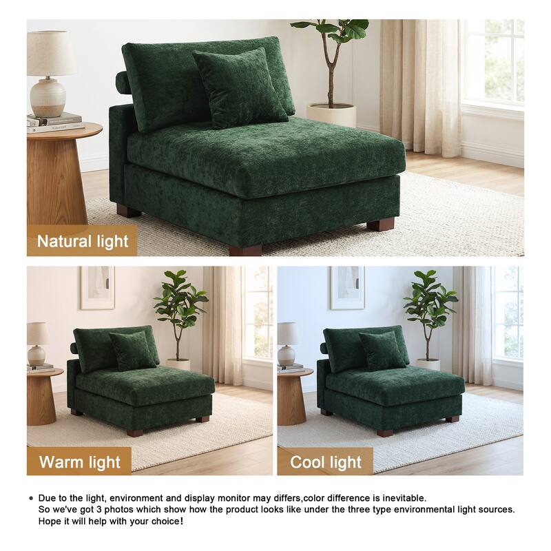 Chenille Upholstered Armless Accent Chair With Plush Cushion