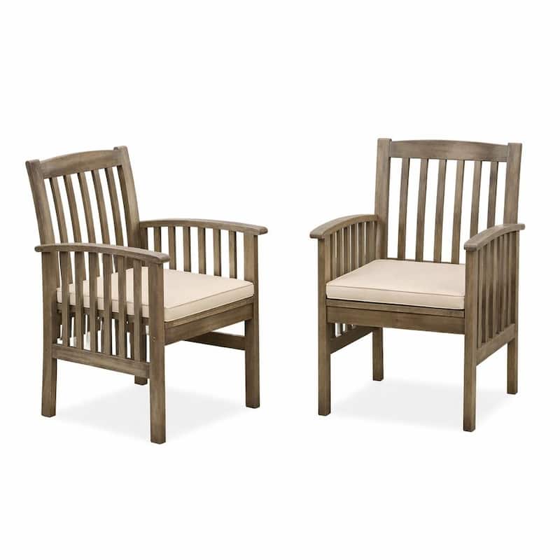 Christopher Knight Home - Solid Acacia Wood Extendable 7-Piece Outdoor Dining Set with Cushioned Chairs