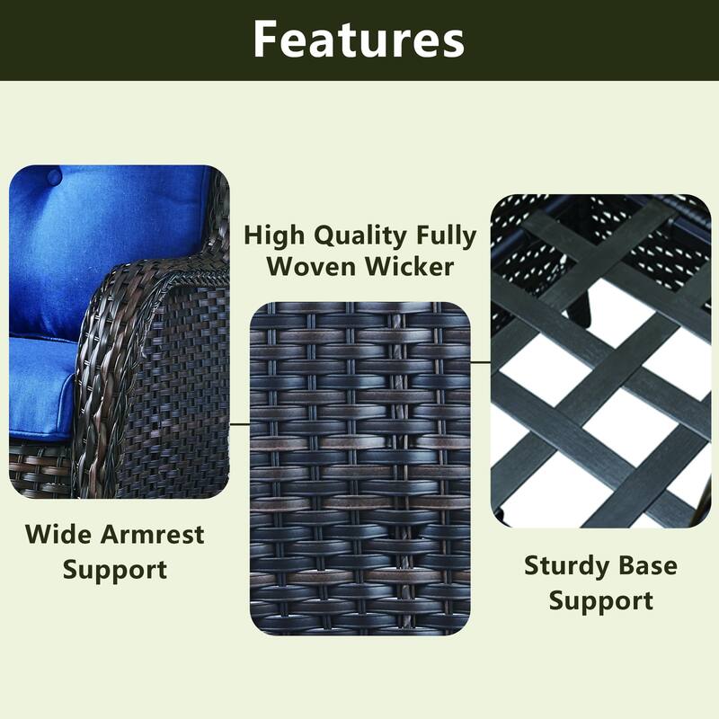 Outdoor Swivel Rocker Patio Chairs with Table Set of 2