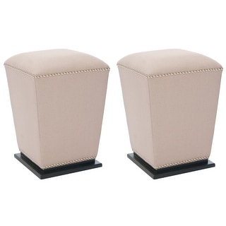 SAFAVIEH Mason Beige Fabric Ottoman (Set of 2)