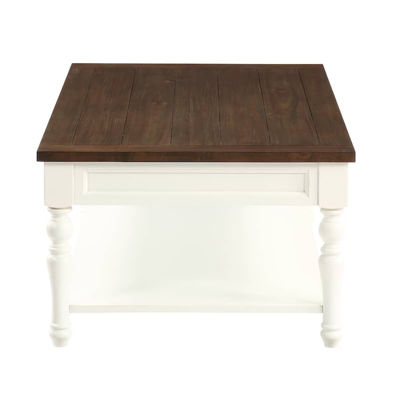 Steve Silver Jillian Two-tone Ivory and Mocha Wood 1-drawer Side Table