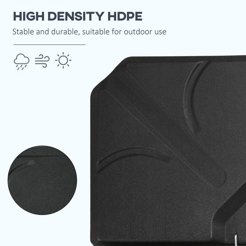 Black Four-Piece Outdoor Umbrella Base Weight Set HDPE Plastic for Cantilever Offset Umbrellas Water