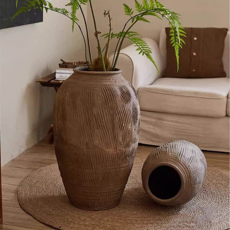 RusticReach Large Floor-Standing Clay Pot