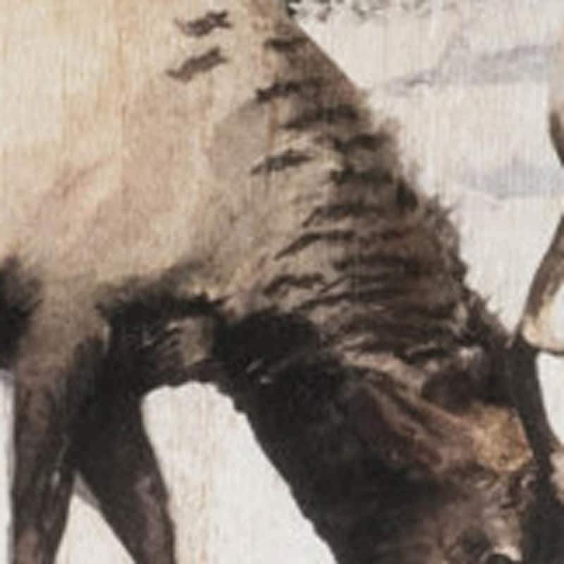 HomeRoots 14" X 19" Brown And White Wood Winter Reindeer Lodge Hanging Wall Decor