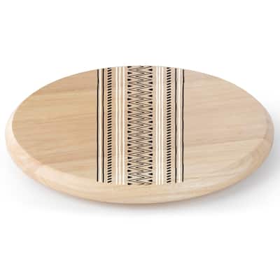 Tribal Round Wood Lazy Susan Turntable 14" Diameter for Serving Kitchen Organization Condiment Caddy