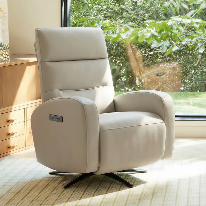 Spruce & Spring Triple-Motor Power Swivel Recliner Chair with Power Headrest - Cream