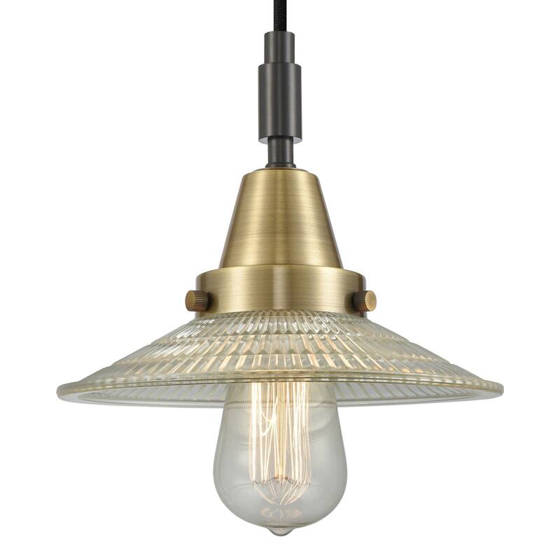 Innovations Lighting 447-1P-G2 Halophane 9" Wide Mini Pendant with - Black Antique Brass