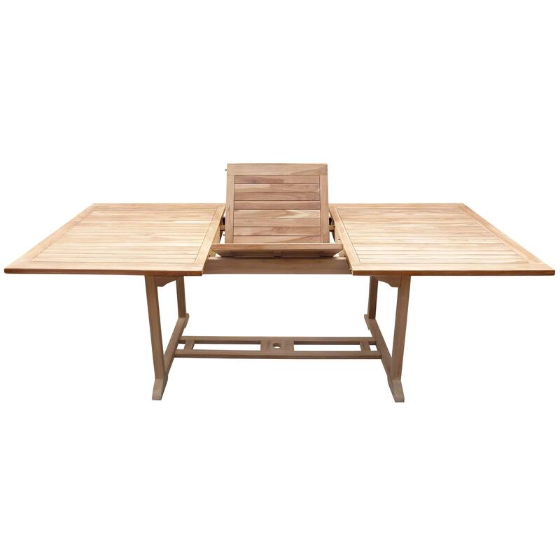 Seven Seas Teak San Juan Teak Wood Rectangular Outdoor Patio Extension Table, 71 to 94 inch (Table Only)