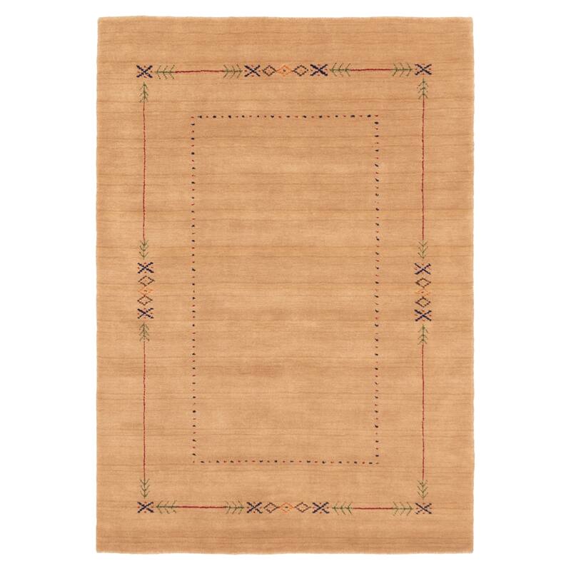 ECARPETGALLERY Hand Loomed Kashkuli Gabbeh Tan Wool Rug - 4'0 x 5'9