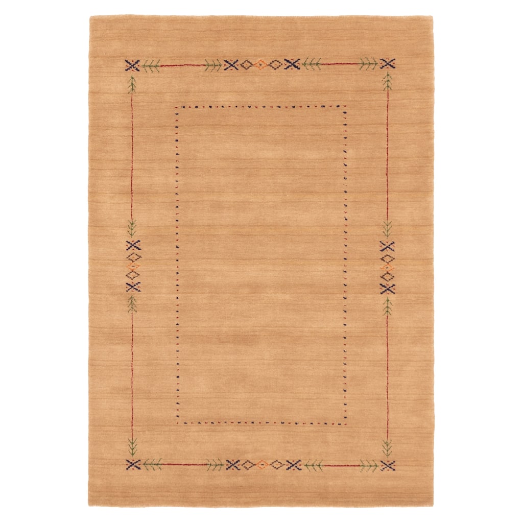 ECARPETGALLERY Hand Loomed Kashkuli Gabbeh Tan Wool Rug - 4'0 x 5'9