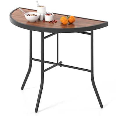 Gymax Half-Round Folding Event Table Foldable Banquet Table w/ Metal