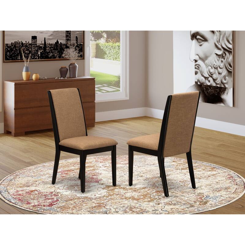 East West Furniture Lancy Parson Chairs - Linen Fabric Padded Dining Chairs, Set of 2, (Finish Options) - LAP1T47