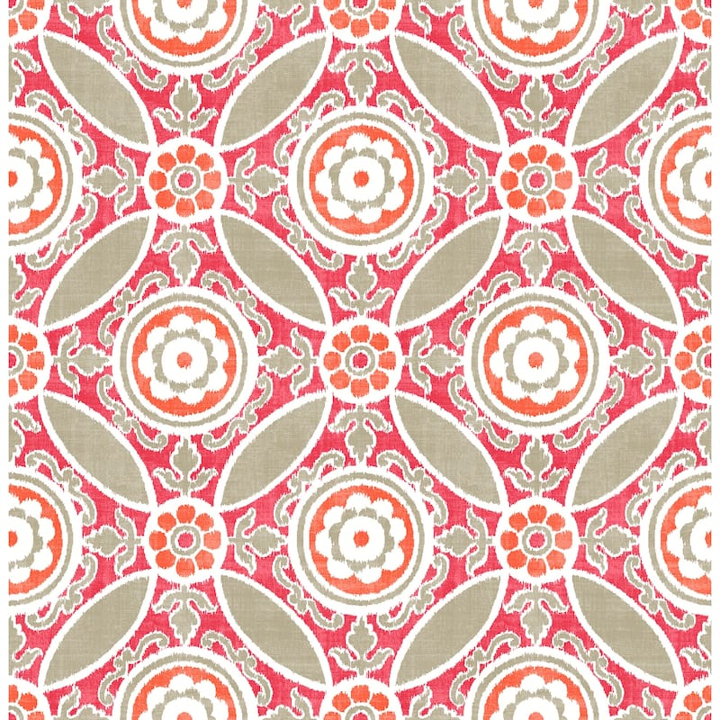 A-Street Prints Maya Pink Medallion Wallpaper