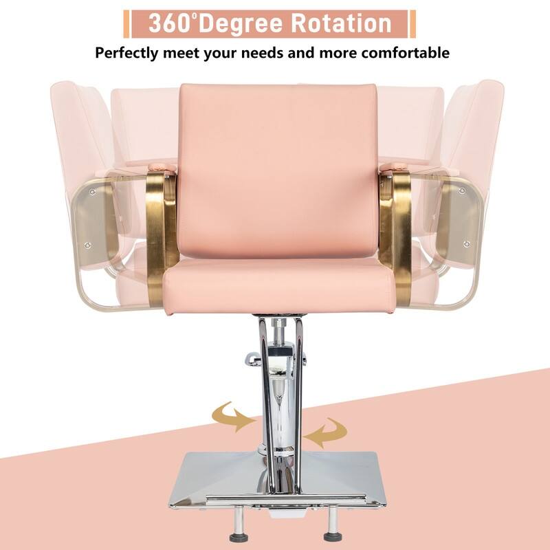 PVC Leather Stainless Steel Armrests Footrests Square Chassis Salon Chair - N/A