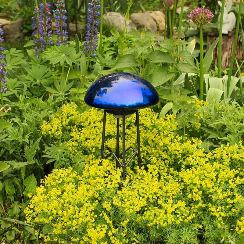 Achla Designs Glass Toadstool Gazing Globe Ball, 9 Inch Diameter