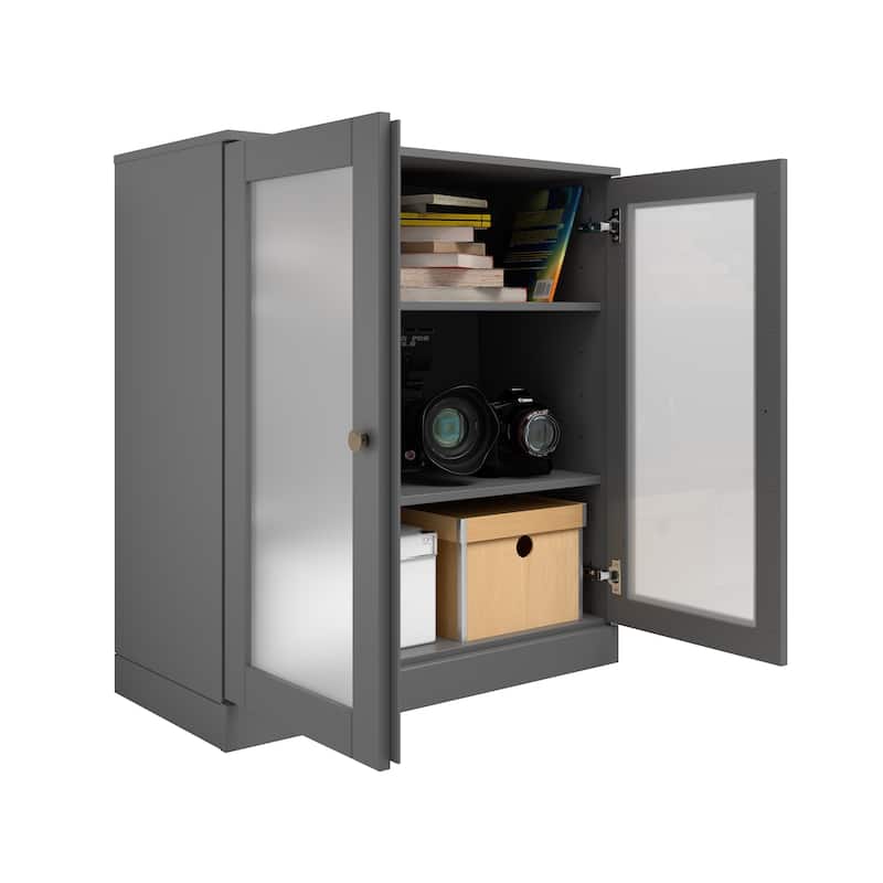 Palace Imports 100% Solid Wood TV Stand with Frosted Glass Doors for TVs up to 32"