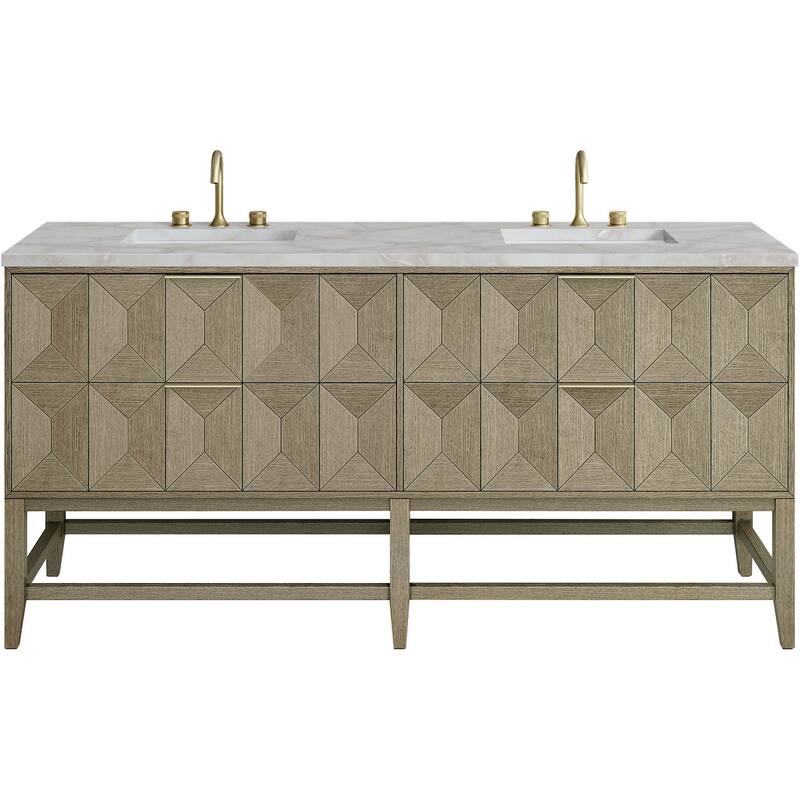 James Martin Vanities D100-V72-FVSL Emmeline 72" Free Standing Double - Pebble Oak - Oak Finish