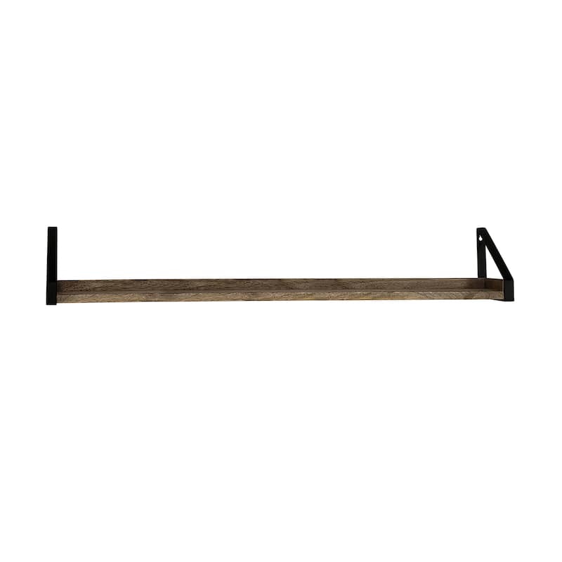 Driftwood/ Metal Real Wood Rustic Iron Bracket Ledge - 3.5 inches H x 48 inches W