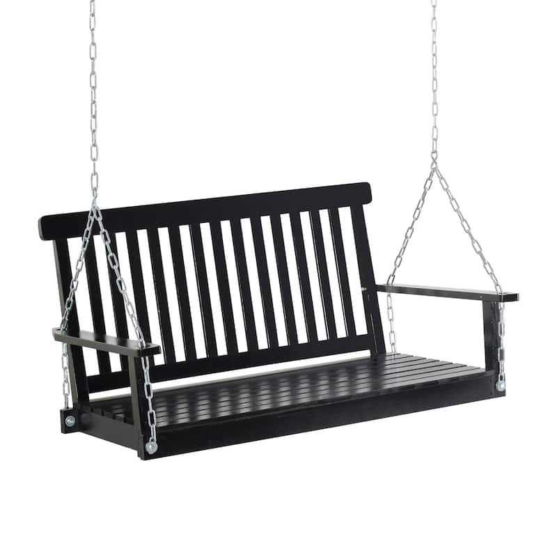 25.5 in. W 2-Seat Wood Porch Swing in Black