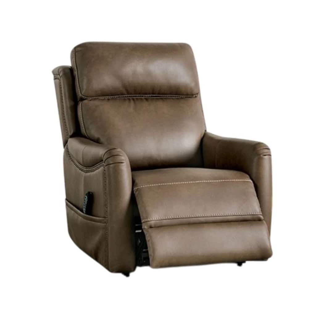Lift Chair, Brown Faux Leather, Air Massage, 3 Zone Heating, USB