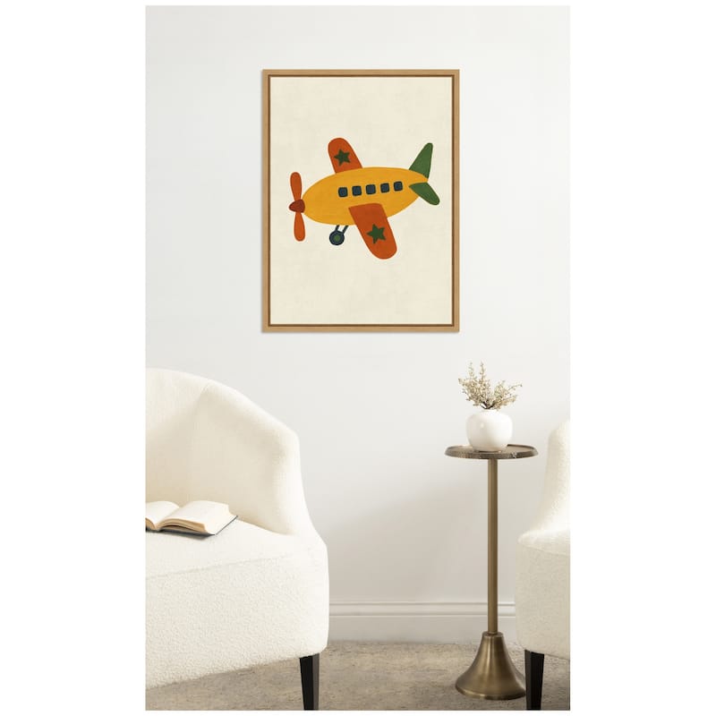 Kate and Laurel Kids Plane by Laura Moss Framed Canvas Wall Art Print