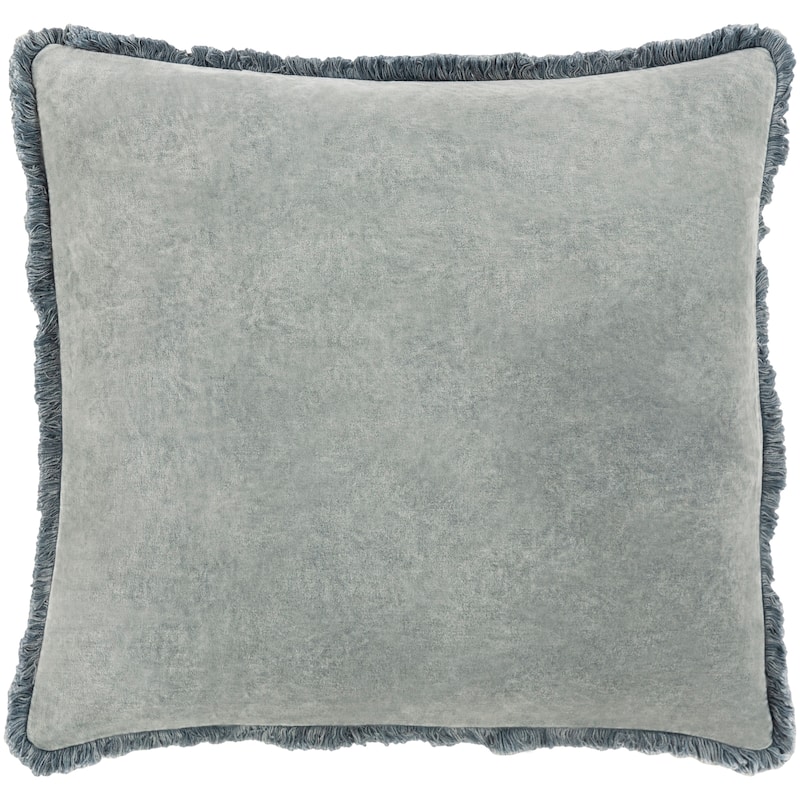 Surya Wasco Cotton Velvet Fringe 18-inch Throw Pillow - Polyester - Grey