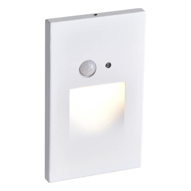 Hardwired White Motion Sensing Vertical LED Stair Light with Motion and Photocell Sensor - White - 1-PACK