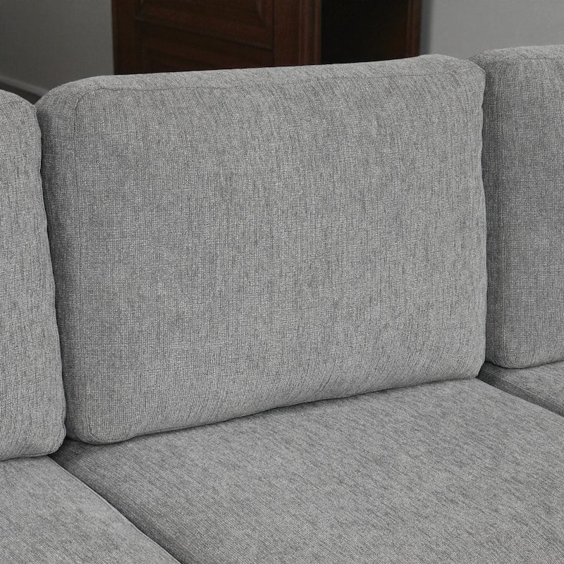 107.1" Convertible Sectional Sofa Pull-Out Sleeper U-Shaped Chenille Couch with USB Ports Cup Holders and Pillows