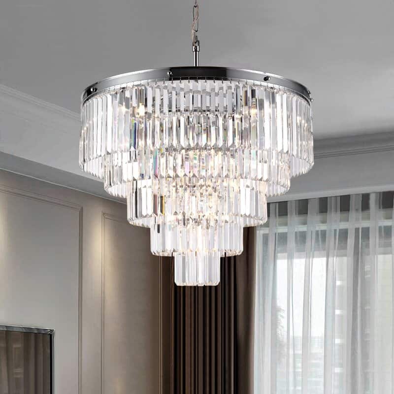 Maxax 12 - Light Unique Tiered Chandelier with Crystal Accents