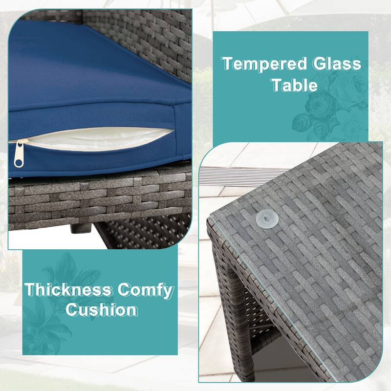 Futzca 4 Pieces Outdoor Patio Furniture Sets Conversation Sets Rattan Chair