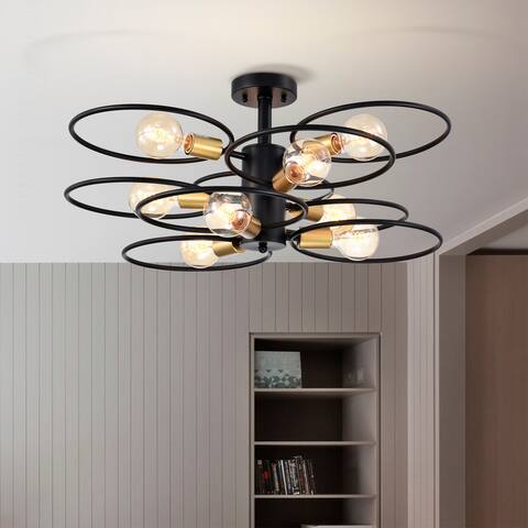 Camilla Semi Flush Mount Ceiling Light Matte Black Finish 9-Light - N/A