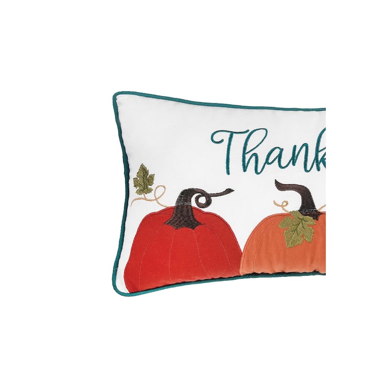 Thankful Pumpkins Applique and Embroidered Pillow