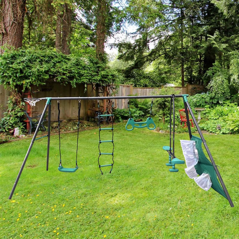 Green Interesting Four Function Swingset - Blackish Green