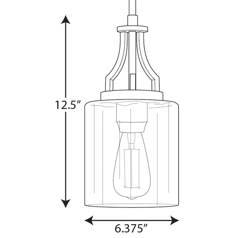 Lassiter Collection One-Light Brushed Nickel Clear Glass Modern Pendant Light - 6.375 in x 6.375 in x 12.5 in