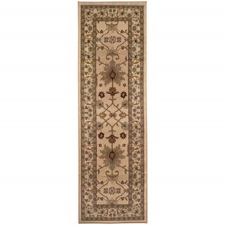 HomeRoots 2' X 8' Ivory Oriental Power Loom Stain Resistant Runner Rug ...