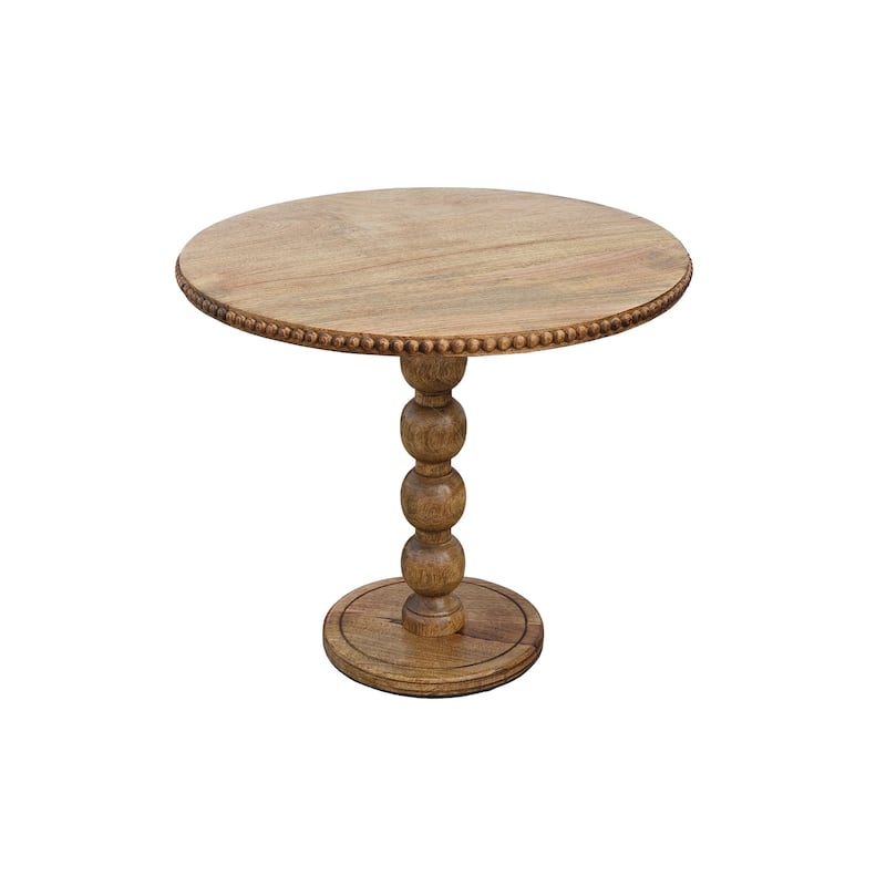 20.5 in. Natural Brown Round Wood End Table, Sturdy Build End Side Table for Living Rooms