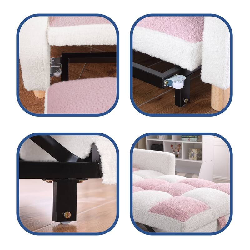 Teddy Fabric Convertible Multi-Functional Sleeper Sofa with Pillow