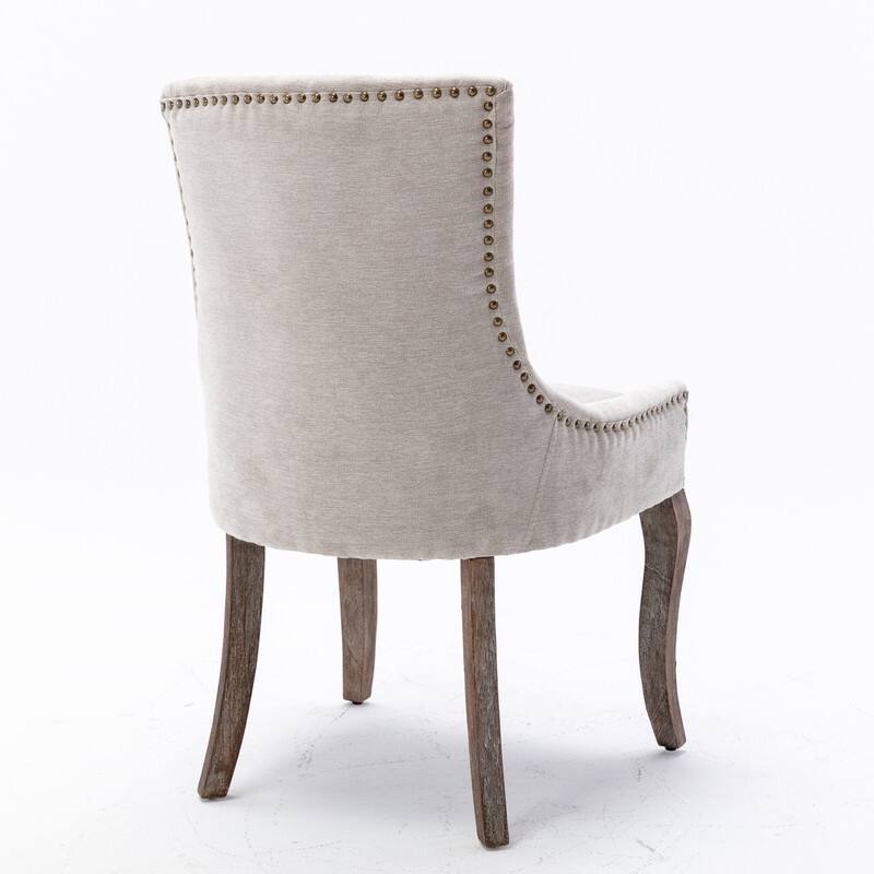 Ultra Side Dining Chair Set of 2 - Modern High Back Fabric Chairs with Bronze Nailhead Trim