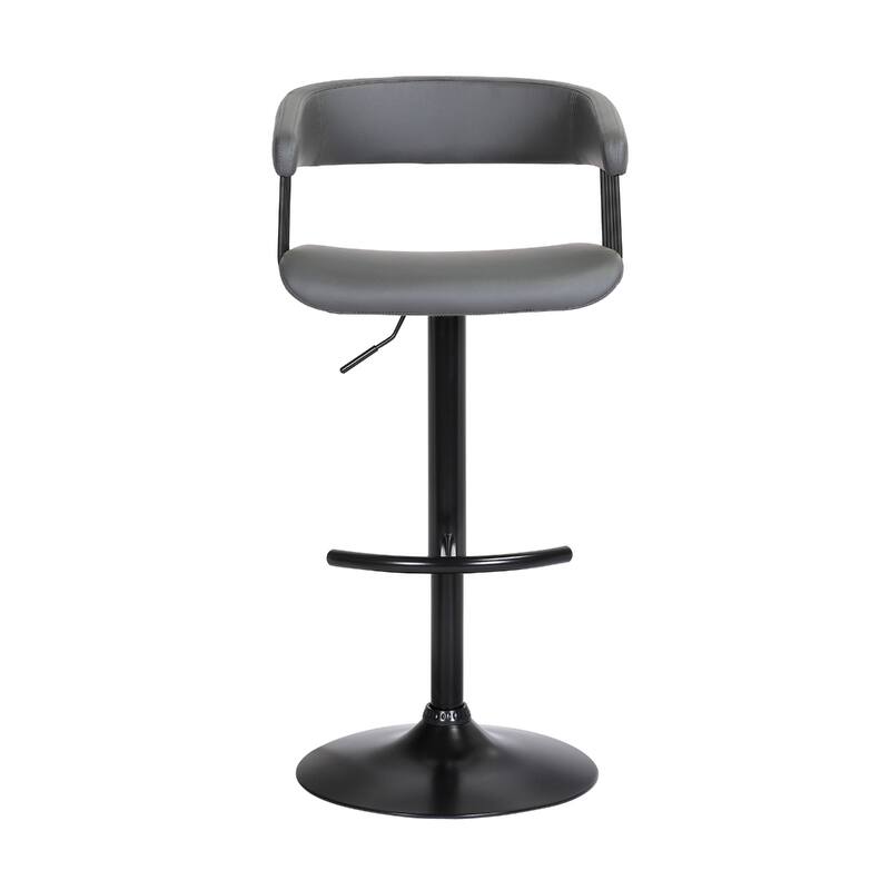 Adjustable Faux Leather Swivel Bar Chair with Footrest and Armrests - 20” x 18” x 44”